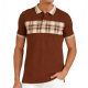 Brown & Beige Plaid Panel Polo Shirt