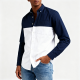 Navy & White Color-Block Long-Sleeve Shirt