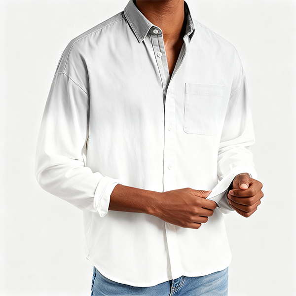 Gradient Gray & White Oversized Shirt