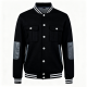 Black Baseball Jacket with Gray Leather-Elbow Patches