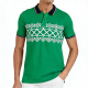 Green & White Geometric Pattern Polo Shirt