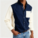 Navy & Cream Block Color Button-Down Shirt