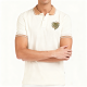 Cream Polo Shirt with Tan Collar & Palm Leaf Embroidery
